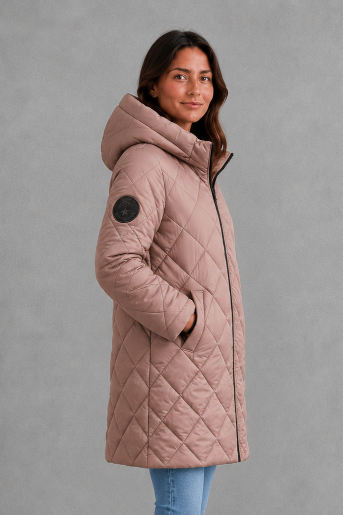 Delilah | Sophisticated Hooded Longline Puffer Jacket Women