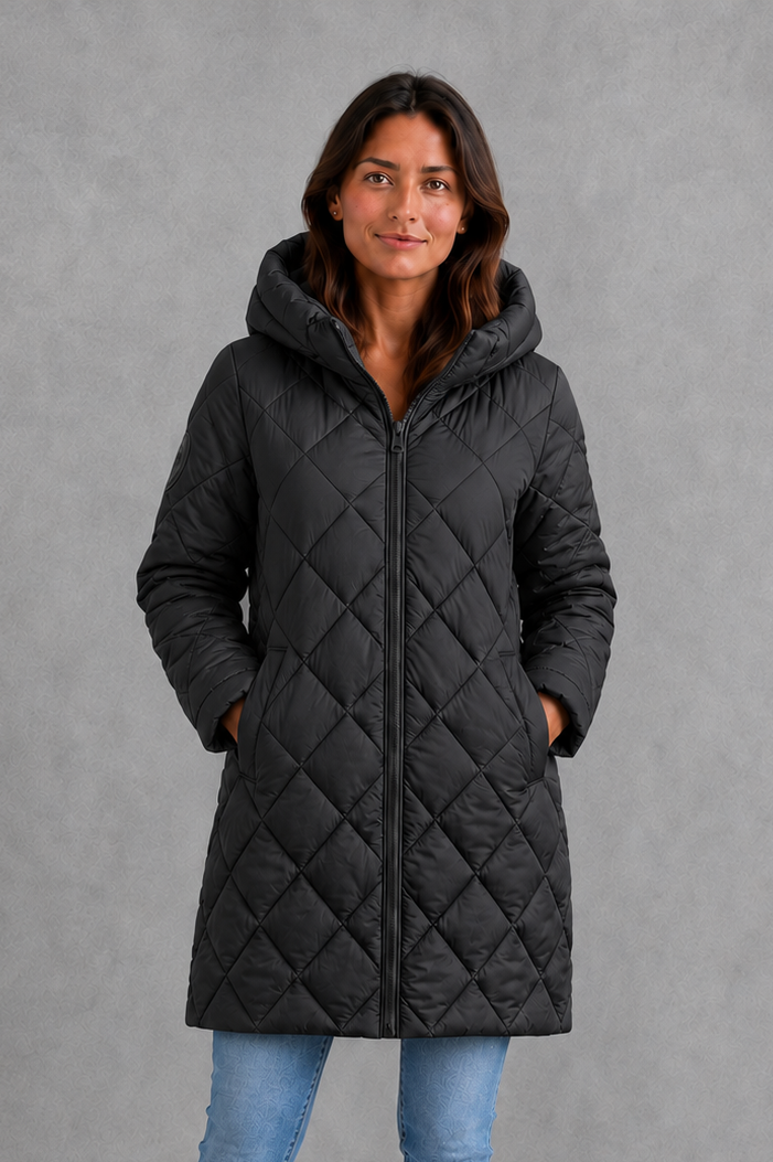 Delilah | Sophisticated Hooded Longline Puffer Jacket Women