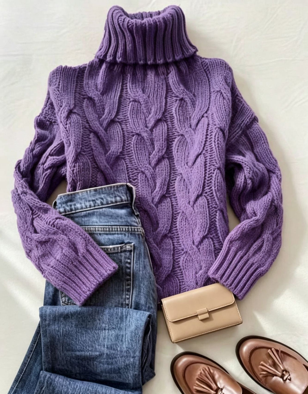 Donna | Refined Chunky Cable Turtleneck Knit Sweater