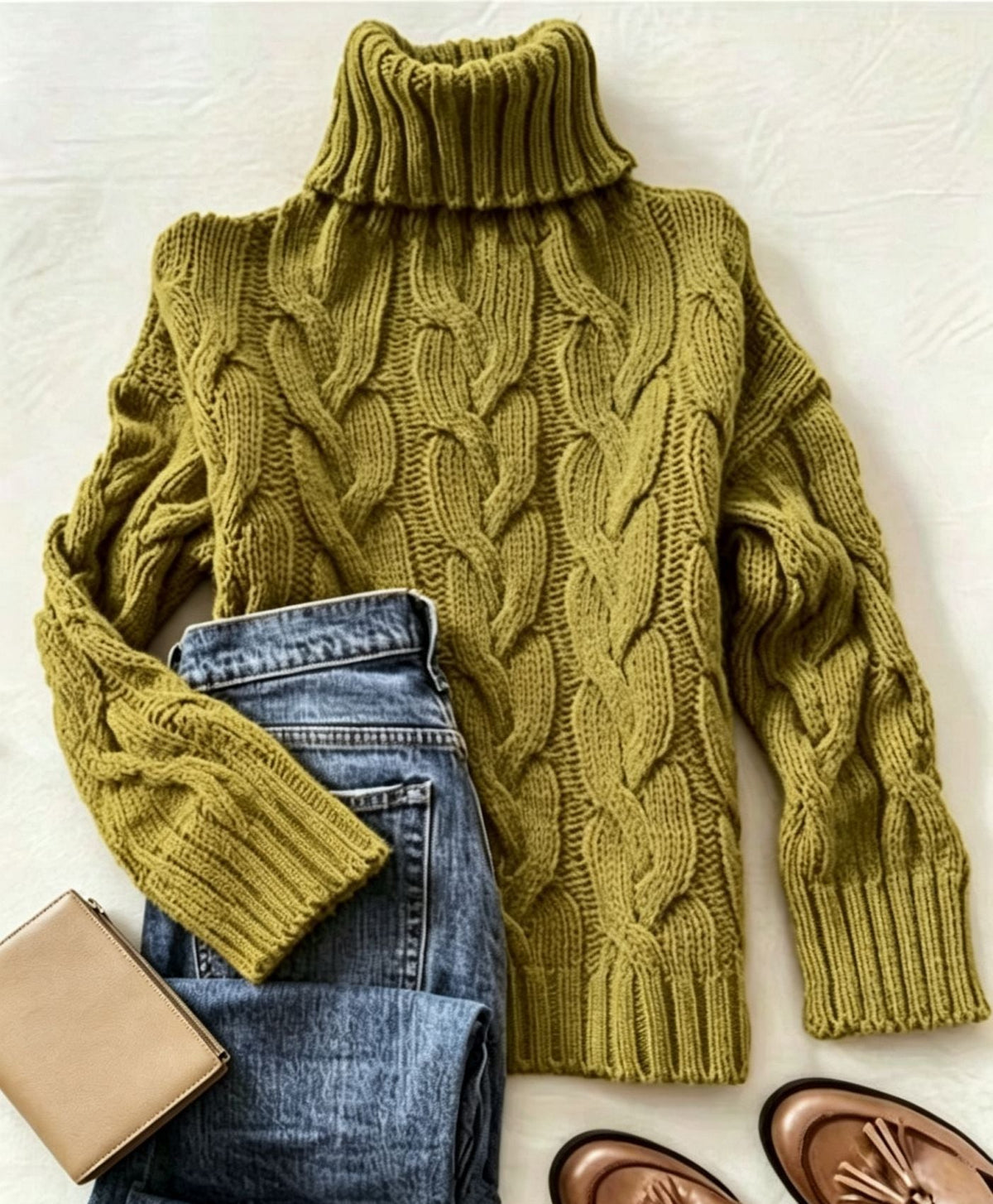 Donna | Refined Chunky Cable Turtleneck Knit Sweater
