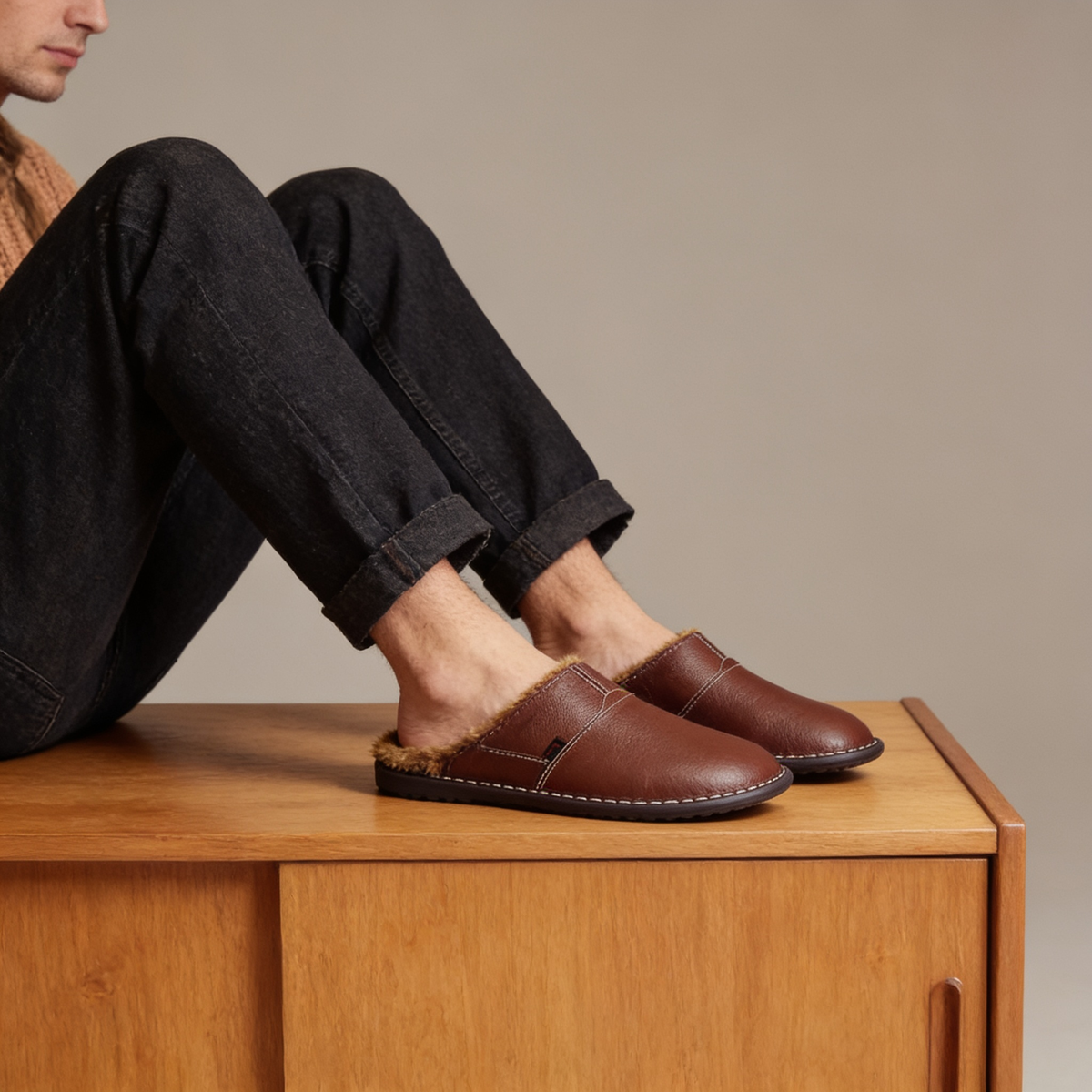 Dylan | Classic Fur-Lined Mule Mens Slippers