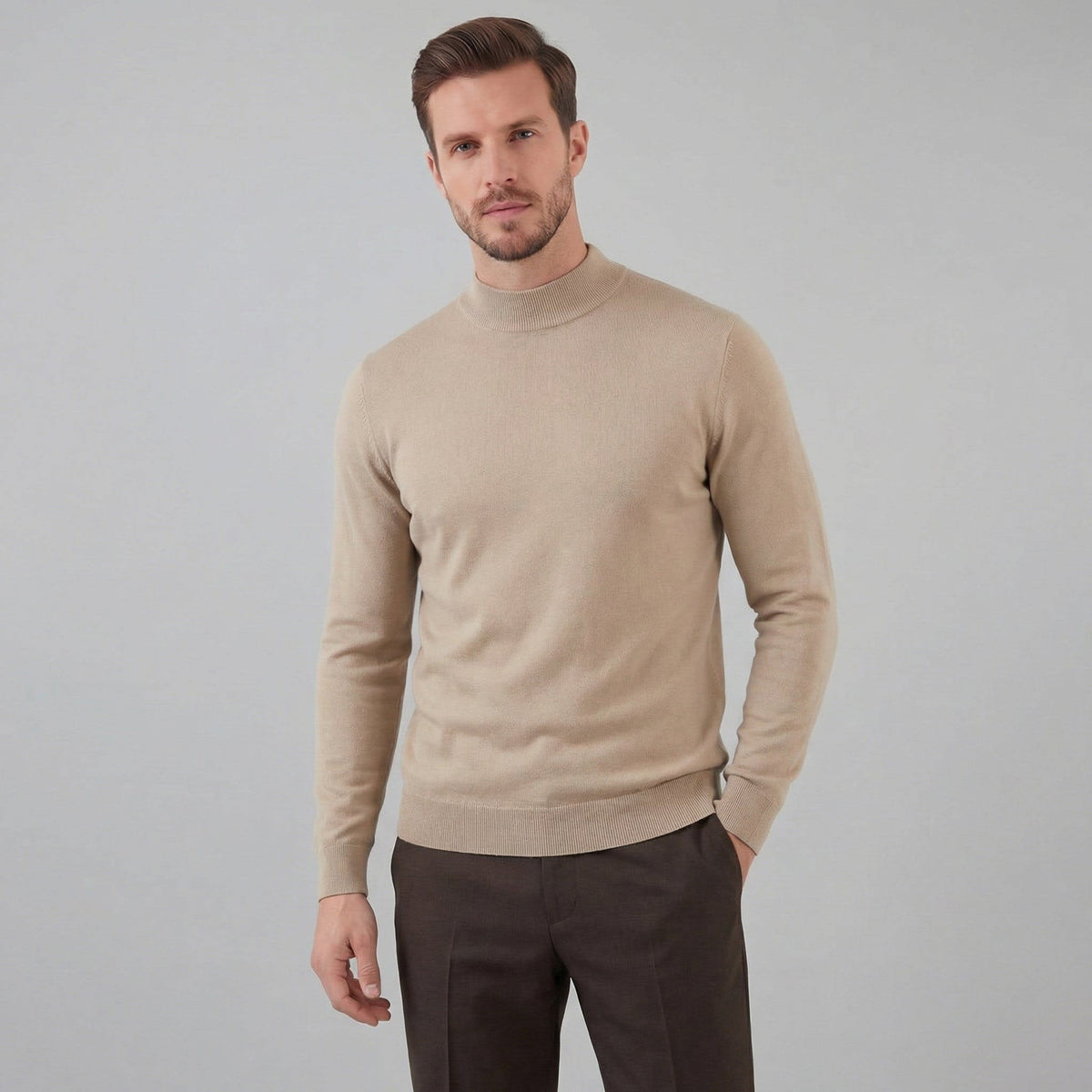 Dylan | Fine Knit Mock Neck Mens Jumpers