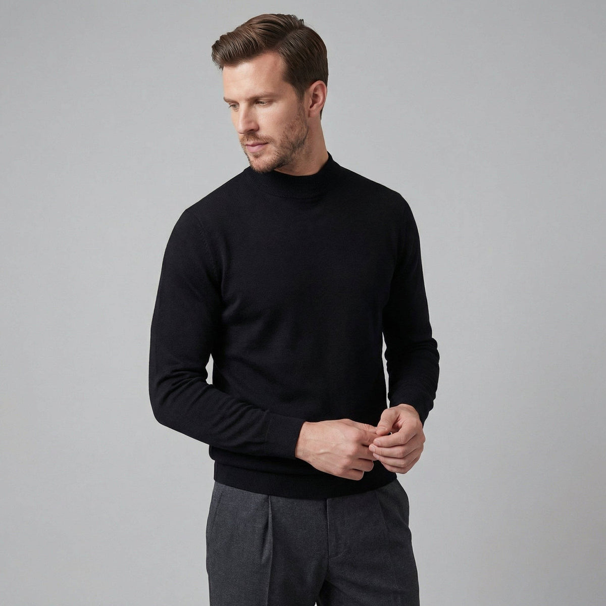 Dylan | Fine Knit Mock Neck Mens Jumpers