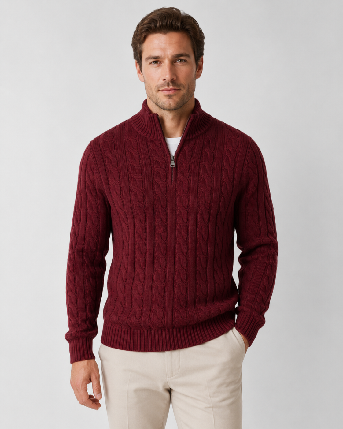 Dylan | Refined Cable Knit Quarter-Zip Mens Knit Jumper