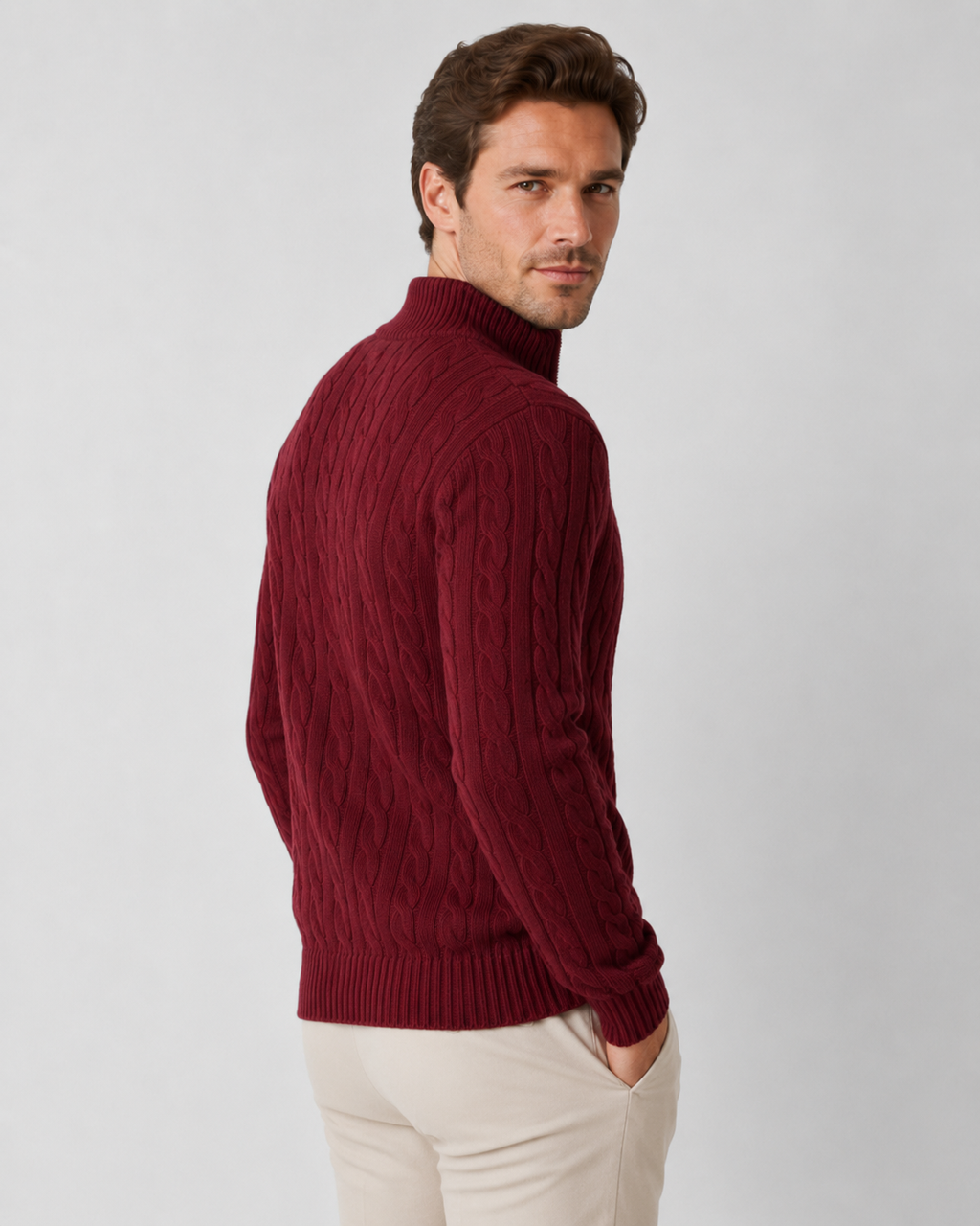 Dylan | Refined Cable Knit Quarter-Zip Mens Knit Jumper
