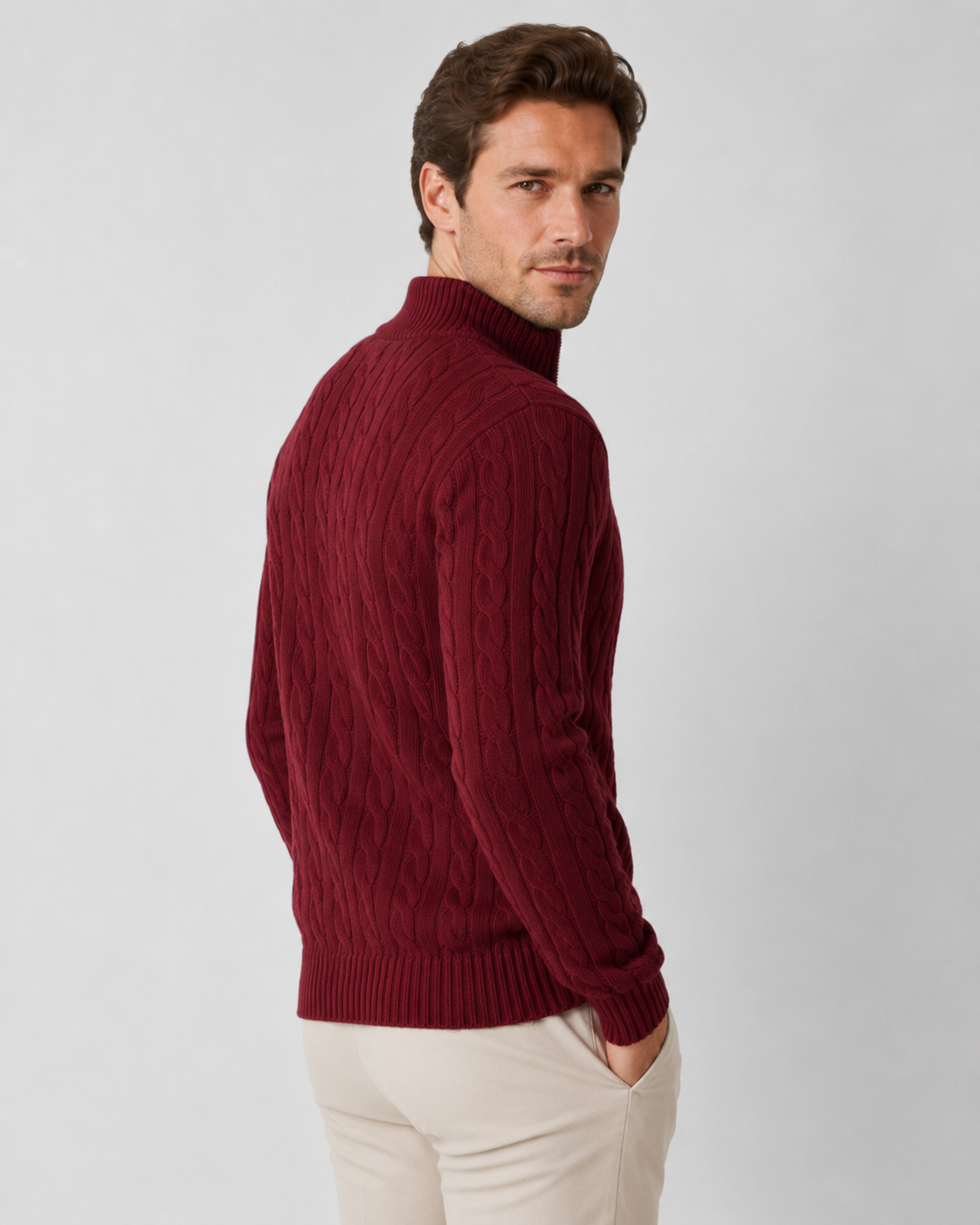 Dylan | Refined Cable Knit Quarter-Zip Mens Knit Jumper