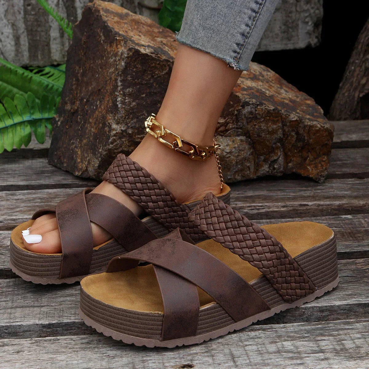 Eleanor | Chic Woven Orthopedic Shoes Platform Sandals