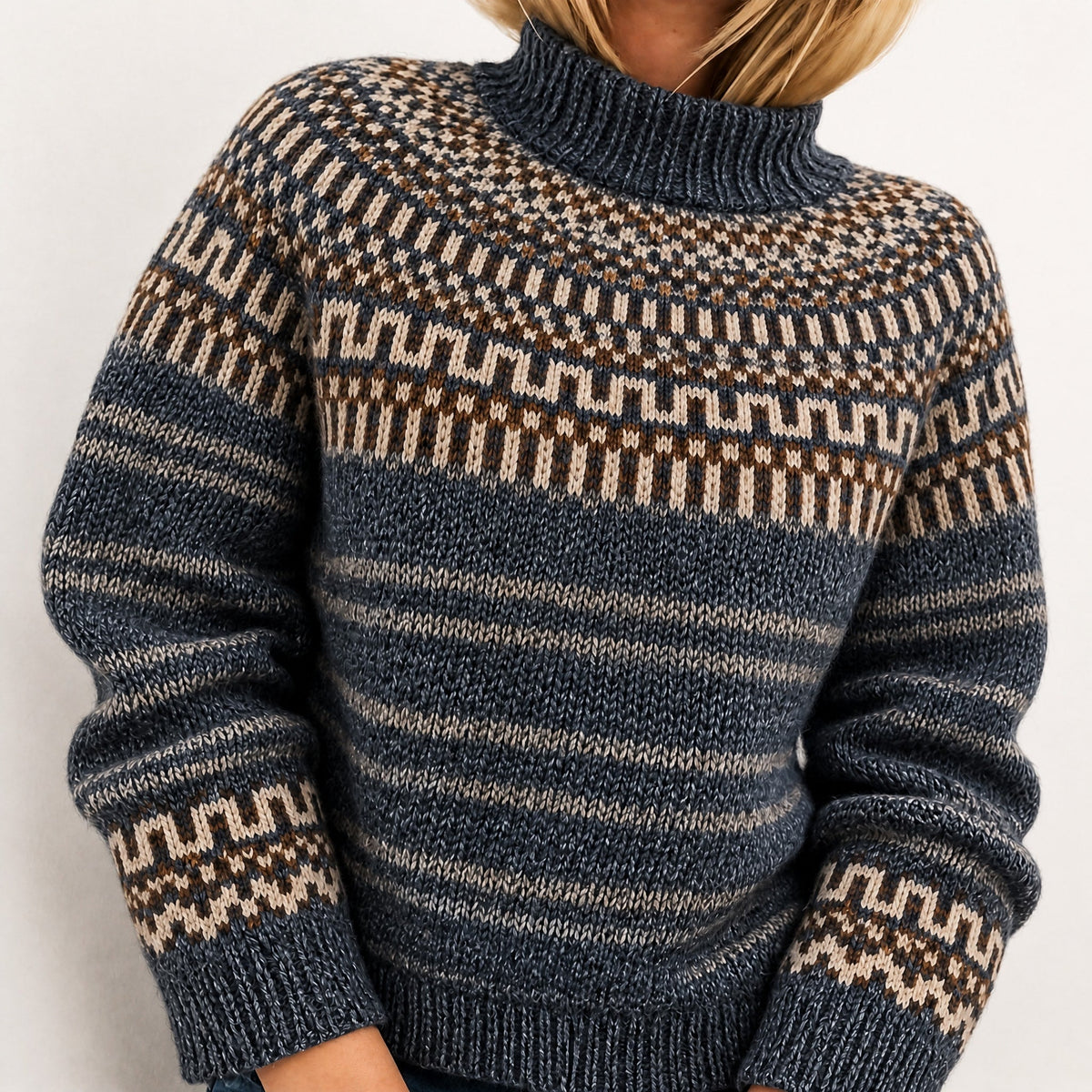 Eleanor | Graceful Fair Isle Ladies Xmas Jumpers Turtleneck Knit