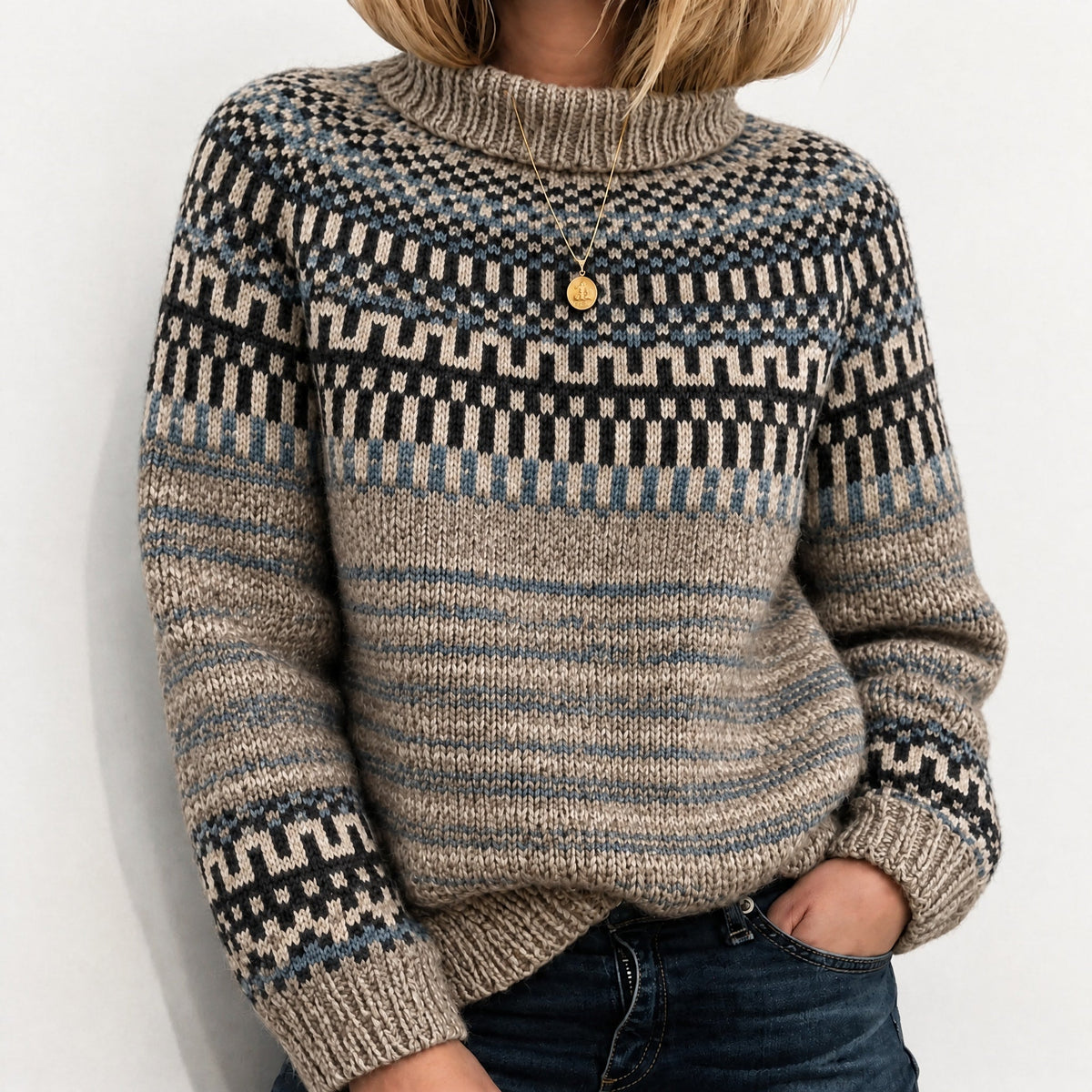 Eleanor | Graceful Fair Isle Ladies Xmas Jumpers Turtleneck Knit