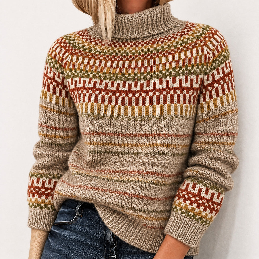 Eleanor | Graceful Fair Isle Ladies Xmas Jumpers Turtleneck Knit