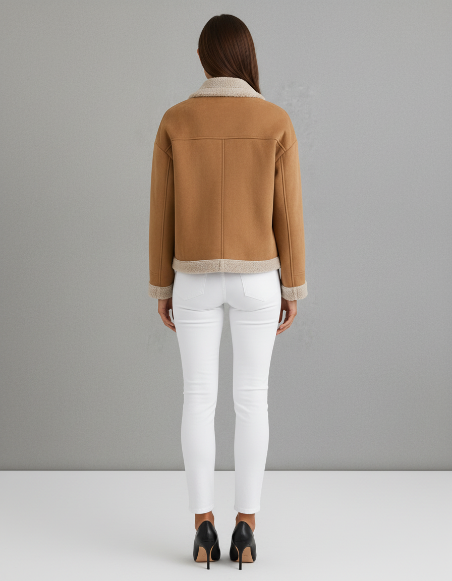 Eleanor | Refined Cropped Shearling Coat with Shawl Collar
