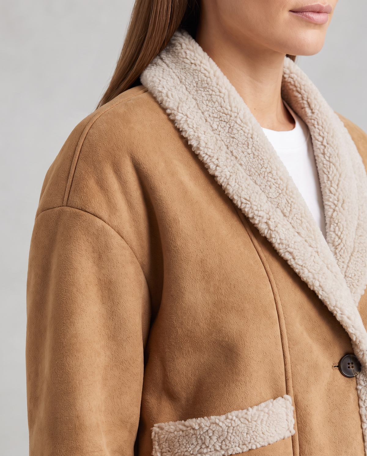 Eleanor | Refined Cropped Shearling Coat with Shawl Collar