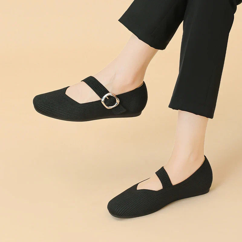Eleanor | Refined Ribbed Knit Mary Jane Shoes