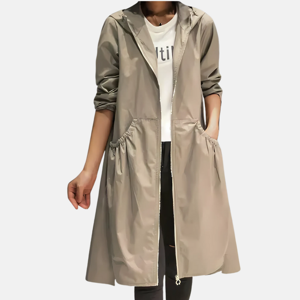 Eleanor | Sophisticated Hooded Waterproof Jacket with Drawstring Waist