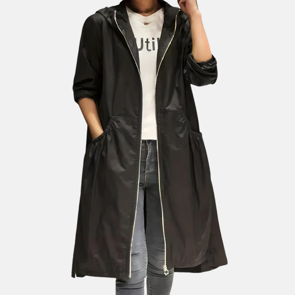 Eleanor | Sophisticated Hooded Waterproof Jacket with Drawstring Waist