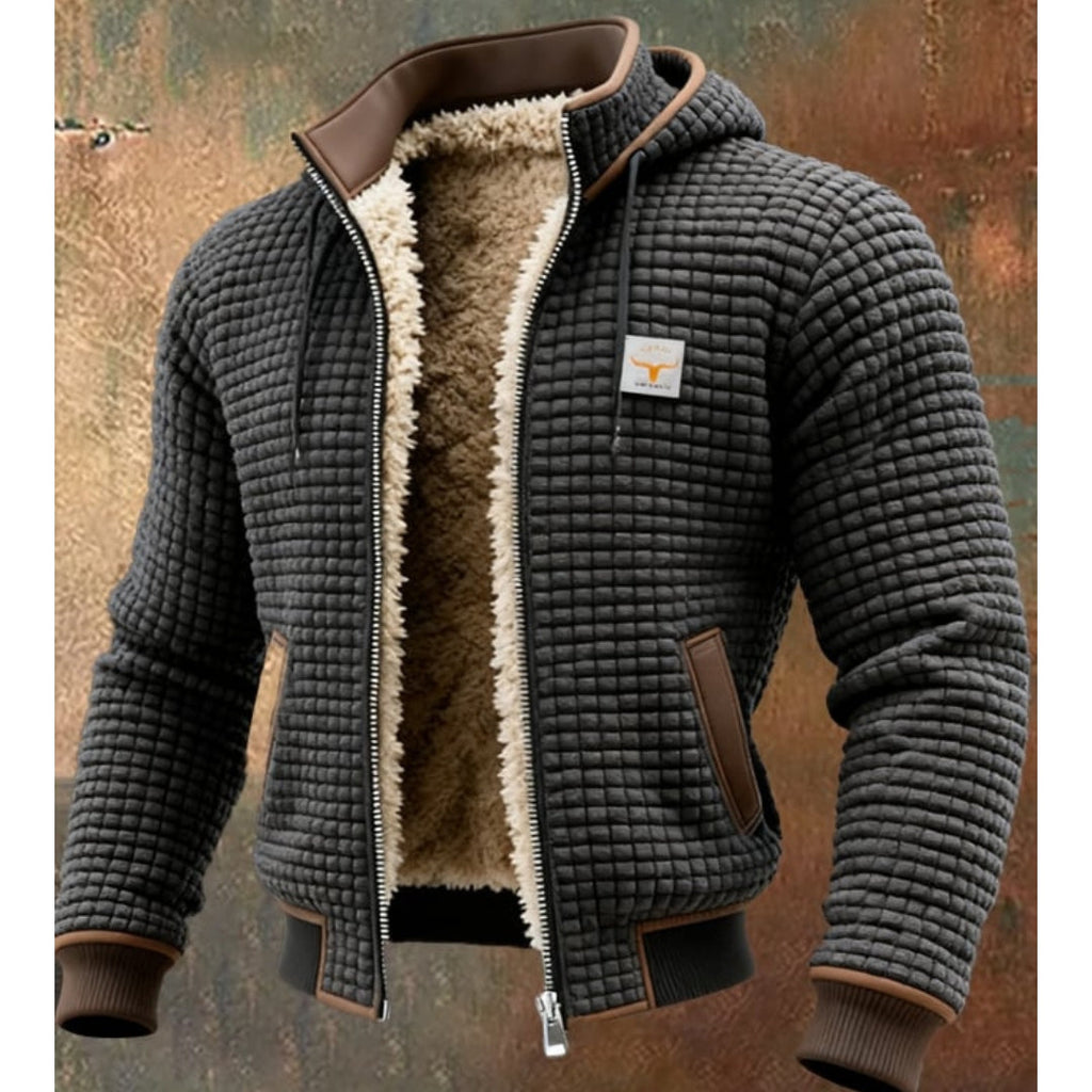 Elias | Quilted Hooded Zip Up Mens Fleece Jacket