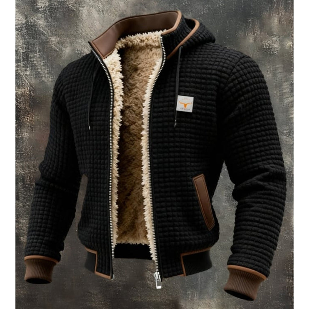Elias | Quilted Hooded Zip Up Mens Fleece Jacket
