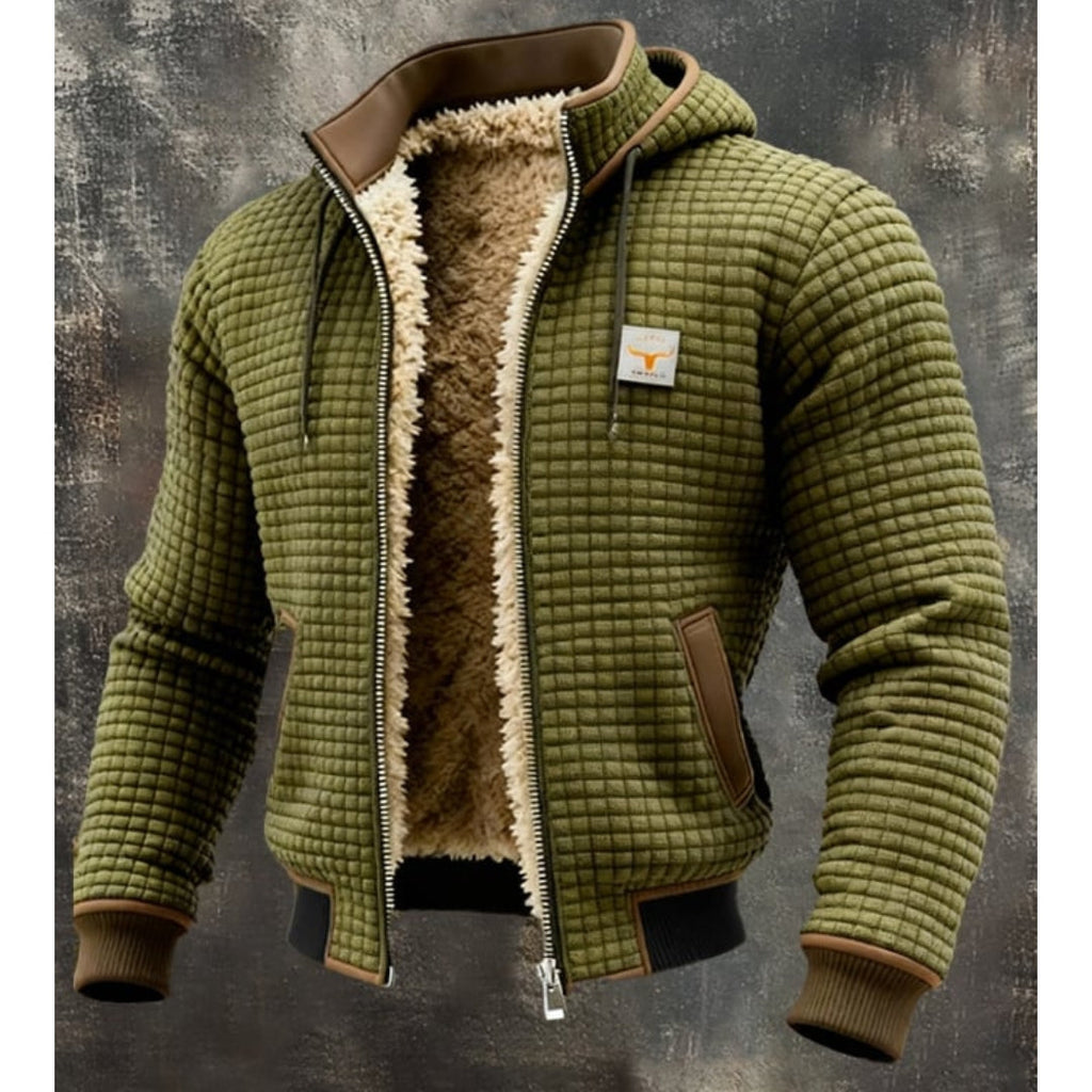 Elias | Quilted Hooded Zip Up Mens Fleece Jacket