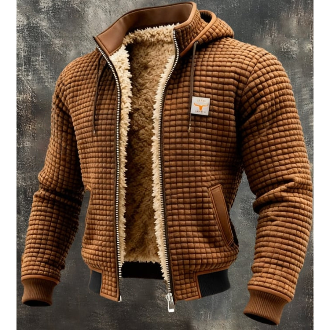 Elias | Quilted Hooded Zip Up Mens Fleece Jacket