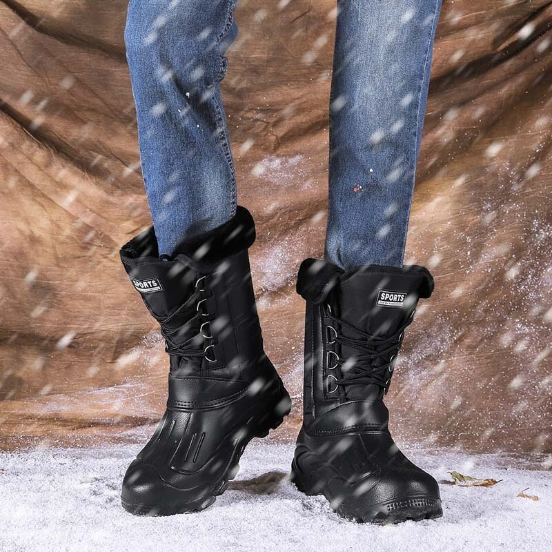 Elias | Refined Waterproof Mens Boots – Mid-Calf Lace-Up Snow Boots