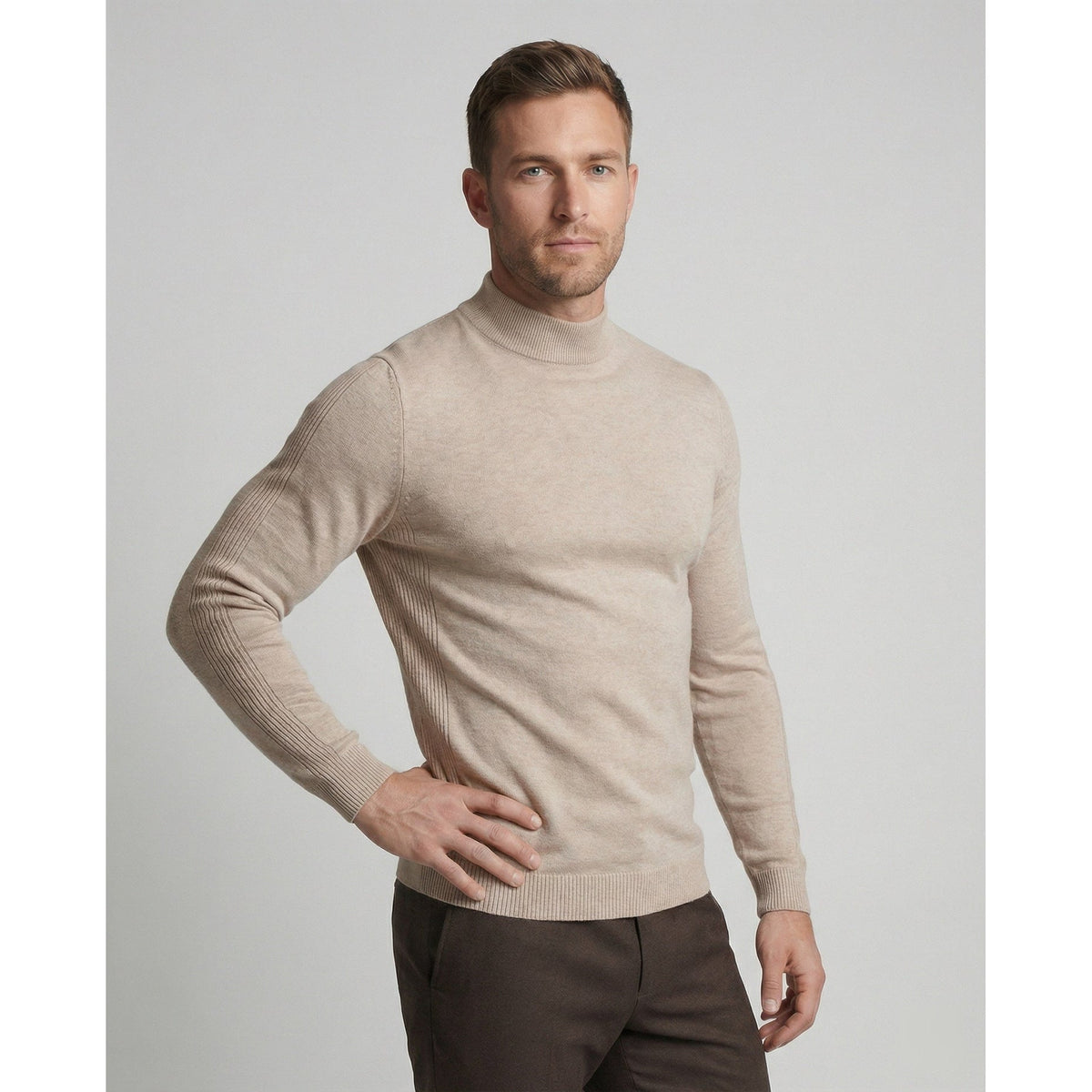 Elias | Sophisticated Mock Neck Mens Knit Jumper