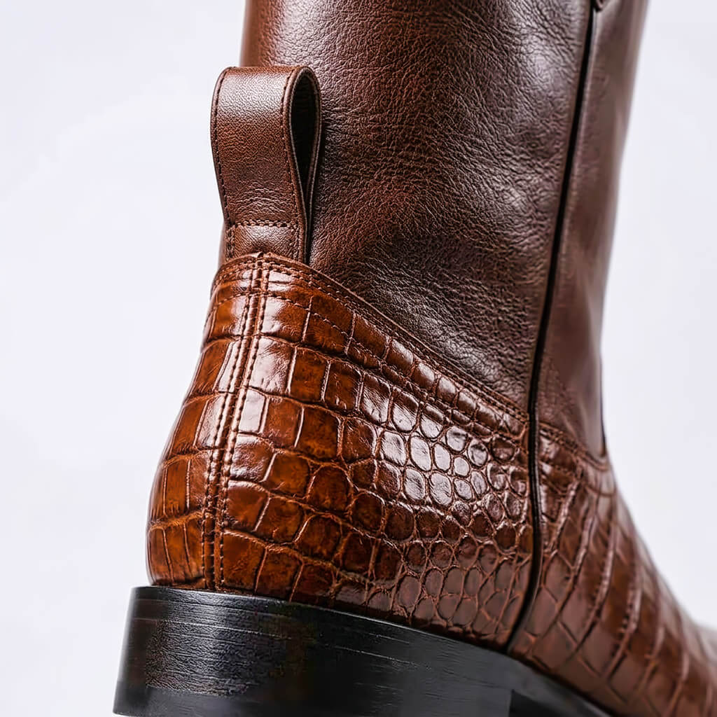 Elias | Vintage Croc-Effect Pull-On Western Mens Boots