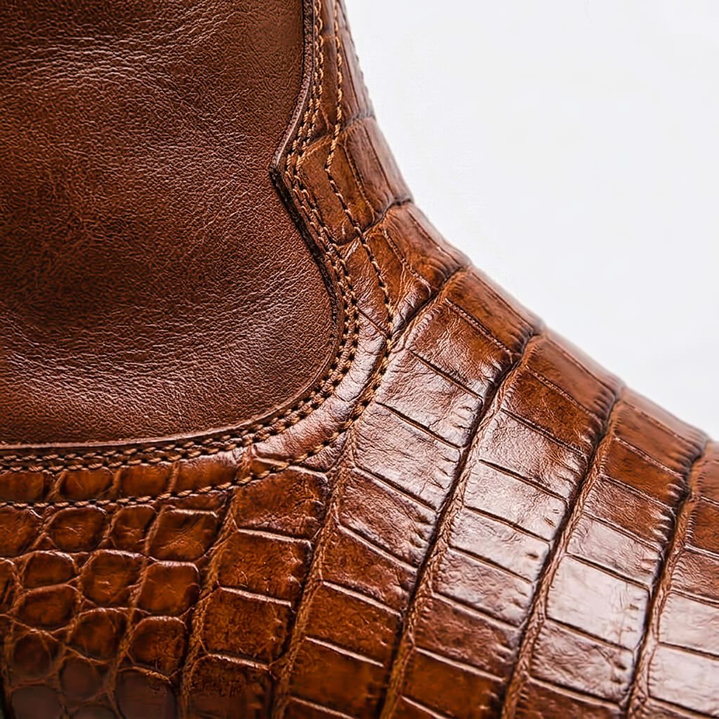 Elias | Vintage Croc-Effect Pull-On Western Mens Boots