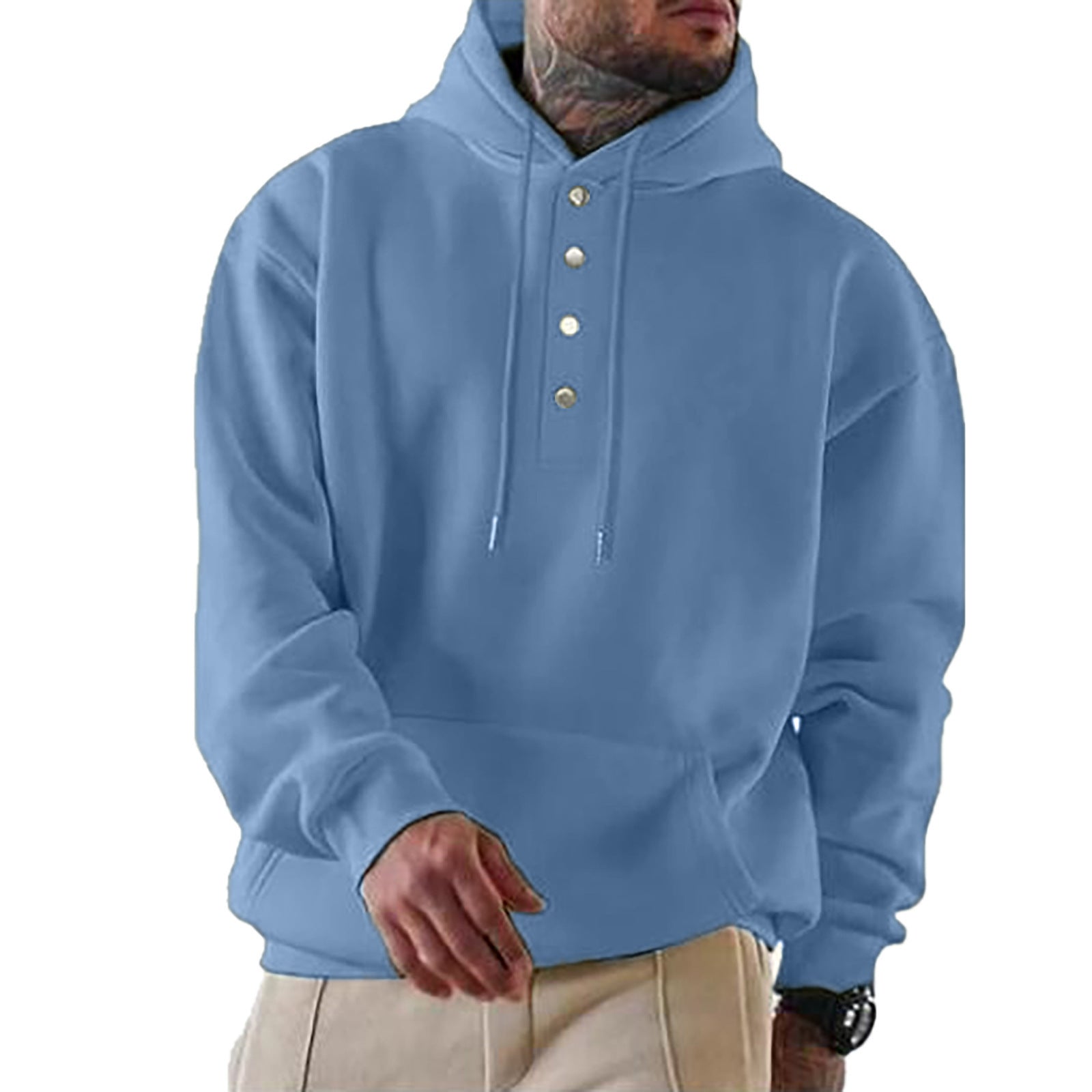 Elijah | Chic Button Placket Pullover Hoodie