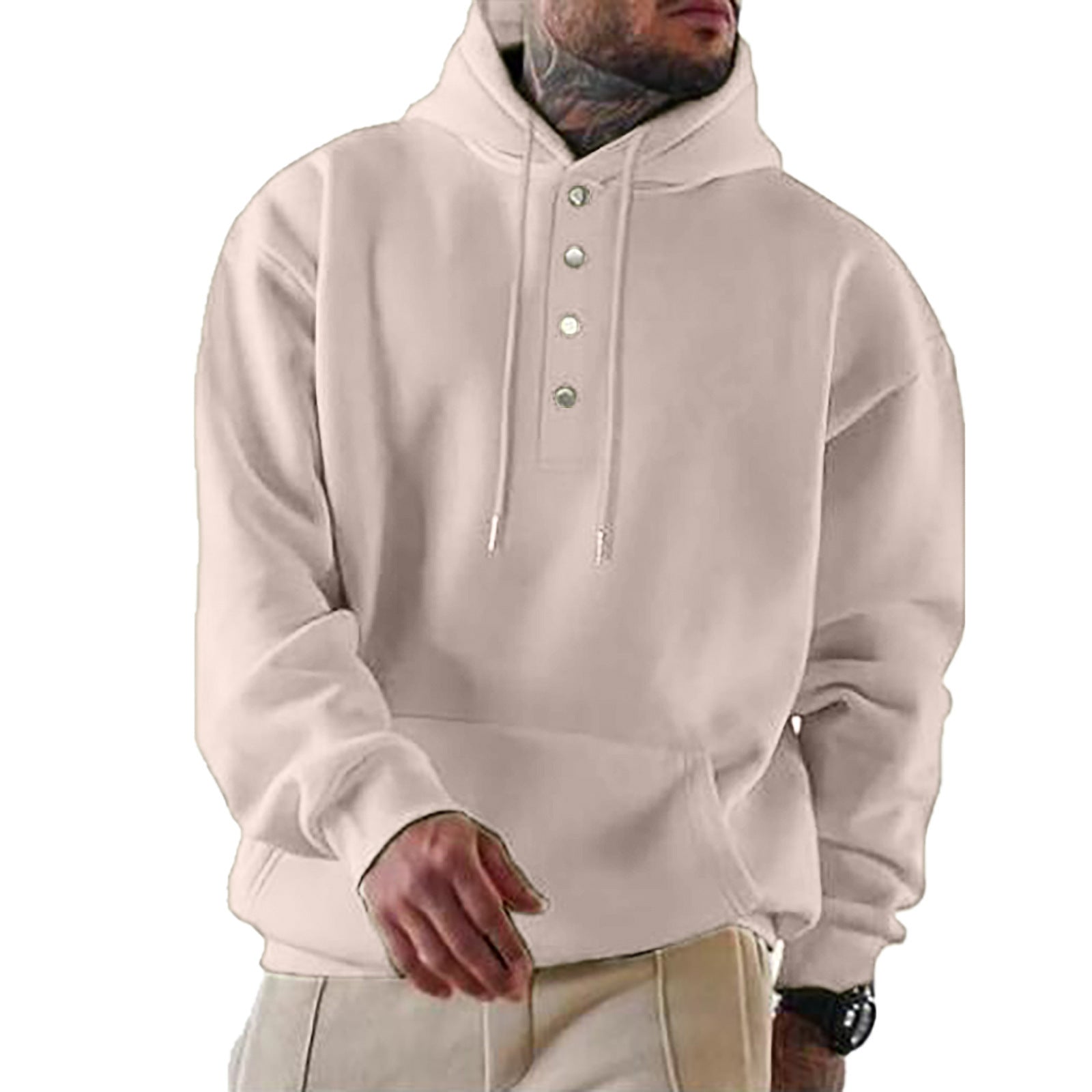 Elijah | Chic Button Placket Pullover Hoodie