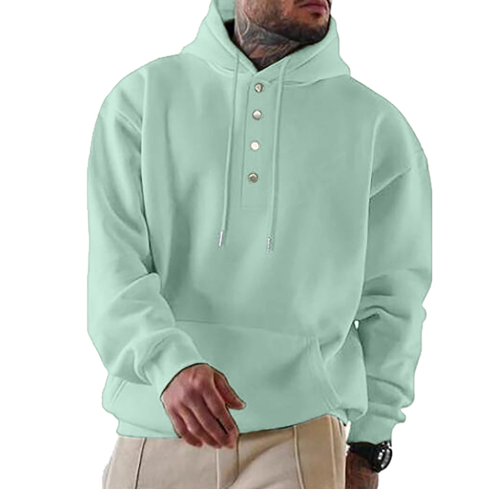 Elijah | Chic Button Placket Pullover Hoodie