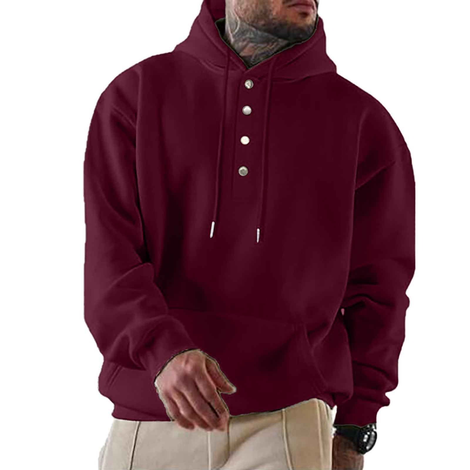 Elijah | Chic Button Placket Pullover Hoodie