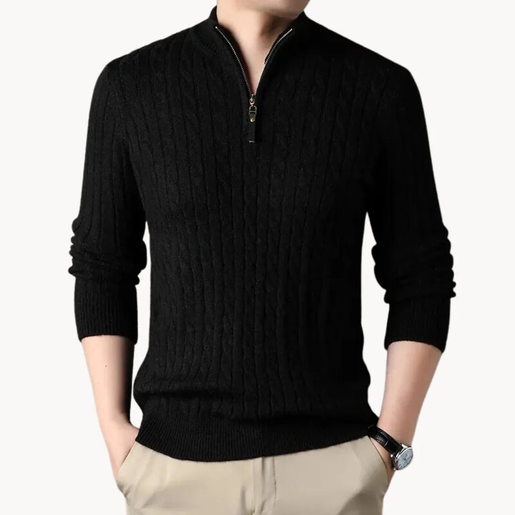 Elijah | Classic Cable Knit Quarter Zip Mens Jumpers