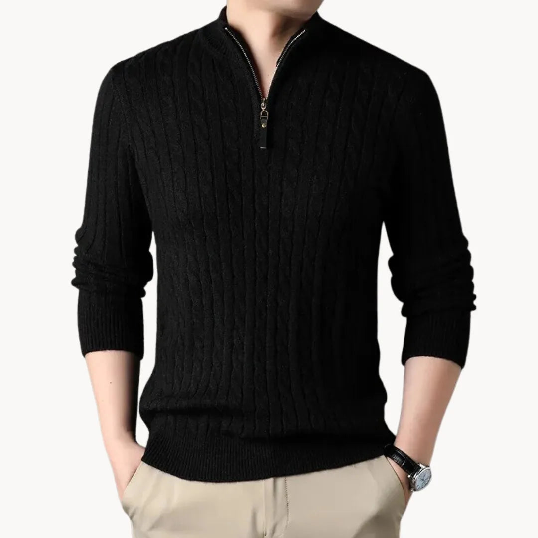 Elijah | Classic Cable Knit Quarter Zip Mens Jumpers