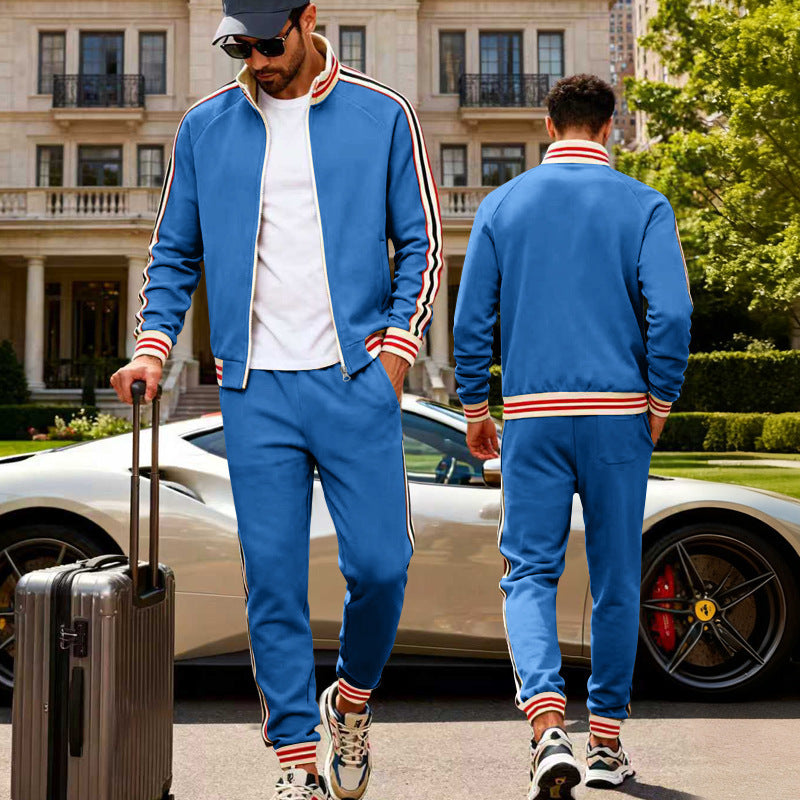 Elijah | Cosy Striped Ribbed Cuff Tracksuit Set