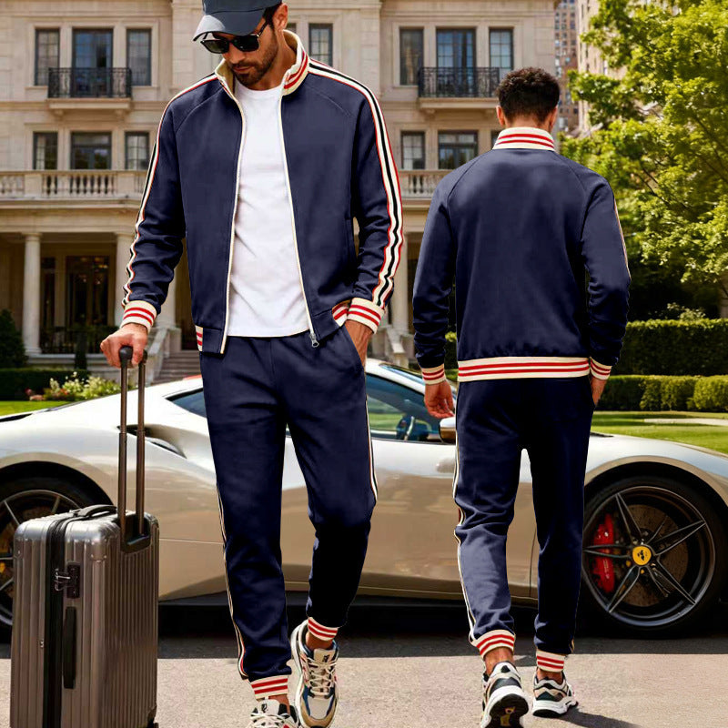 Elijah | Cosy Striped Ribbed Cuff Tracksuit Set