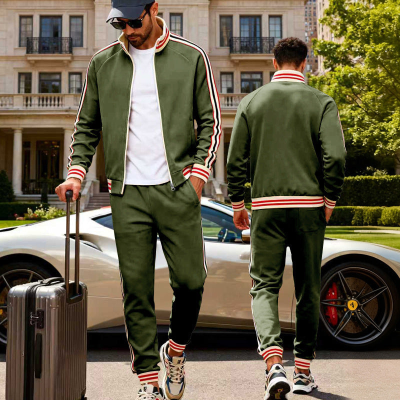 Elijah | Cosy Striped Ribbed Cuff Tracksuit Set