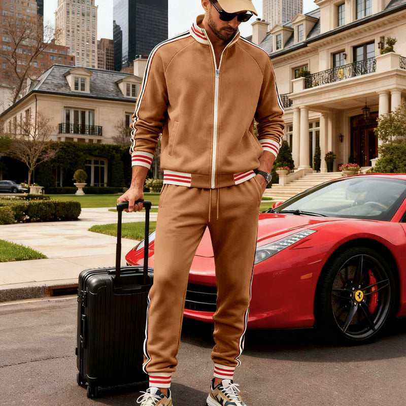 Elijah | Cosy Striped Ribbed Cuff Tracksuit Set