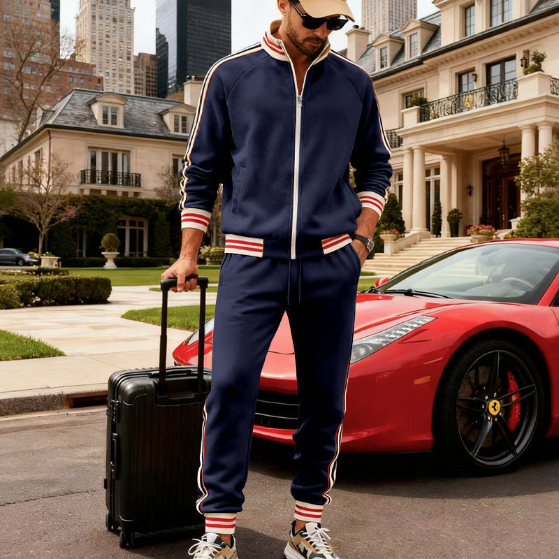 Elijah | Cosy Striped Ribbed Cuff Tracksuit Set