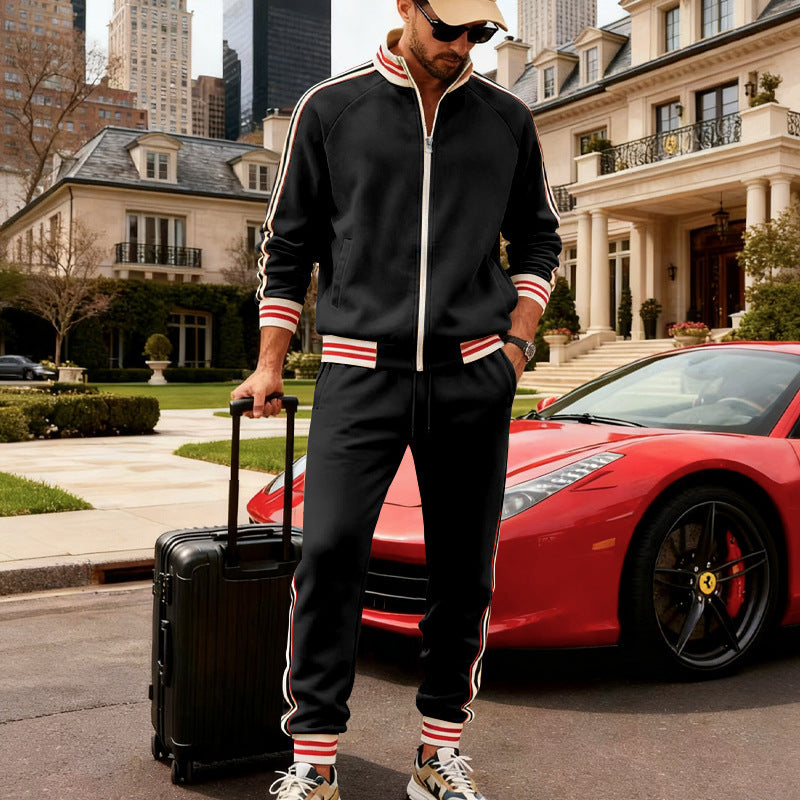 Elijah | Cosy Striped Ribbed Cuff Tracksuit Set