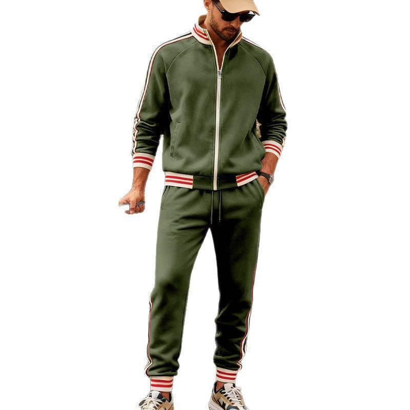 Elijah | Cosy Striped Ribbed Cuff Tracksuit Set