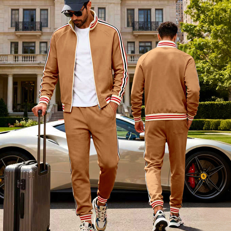Elijah | Cosy Striped Ribbed Cuff Tracksuit Set