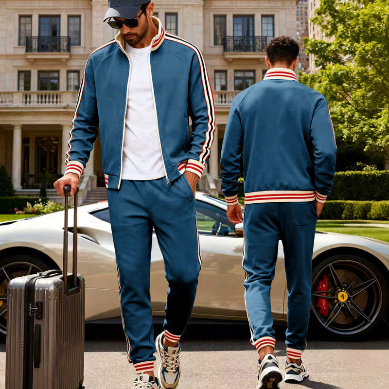 Elijah | Cosy Striped Ribbed Cuff Tracksuit Set