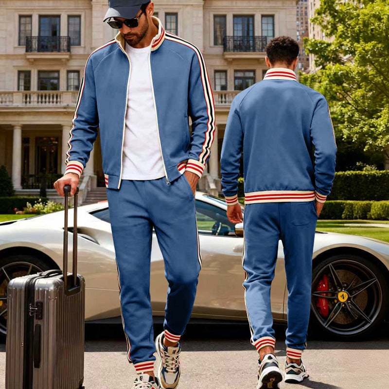 Elijah | Cosy Striped Ribbed Cuff Tracksuit Set