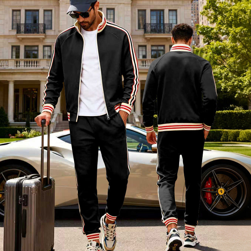 Elijah | Cosy Striped Ribbed Cuff Tracksuit Set