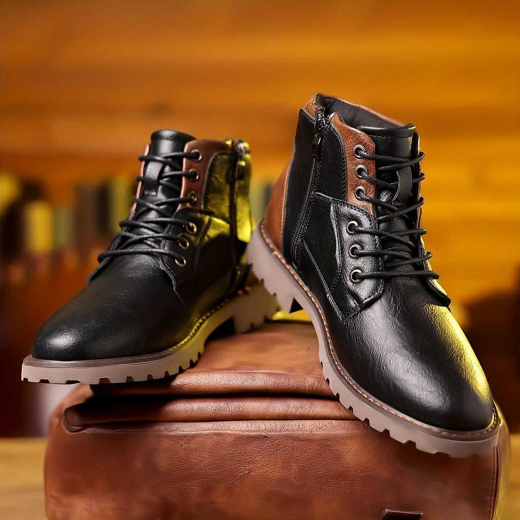 Elijah | Polished Lace-Up Side Zip Mens Boots