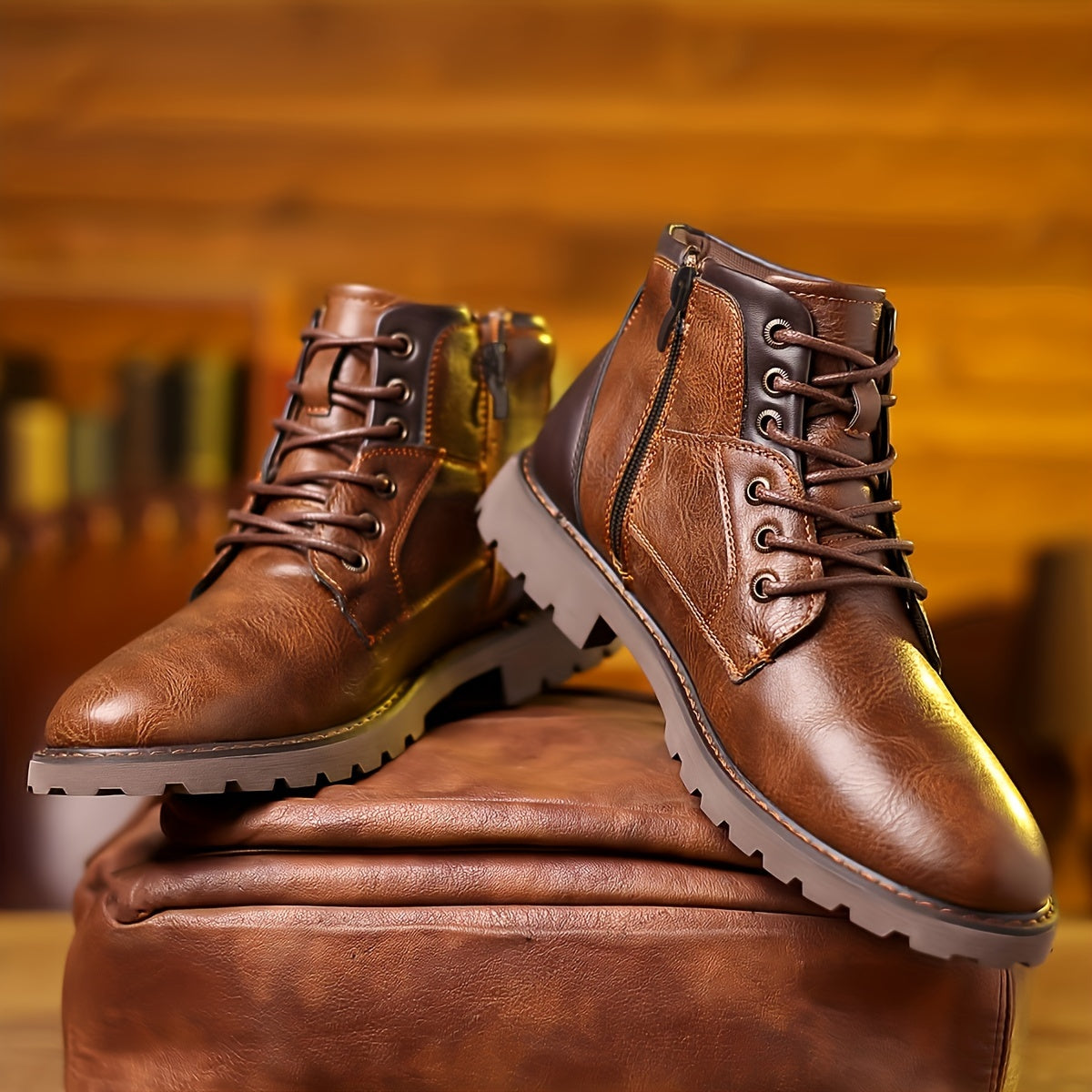 Elijah | Polished Lace-Up Side Zip Mens Boots