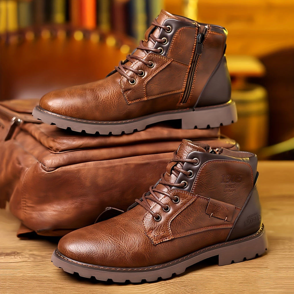 Elijah | Polished Lace-Up Side Zip Mens Boots