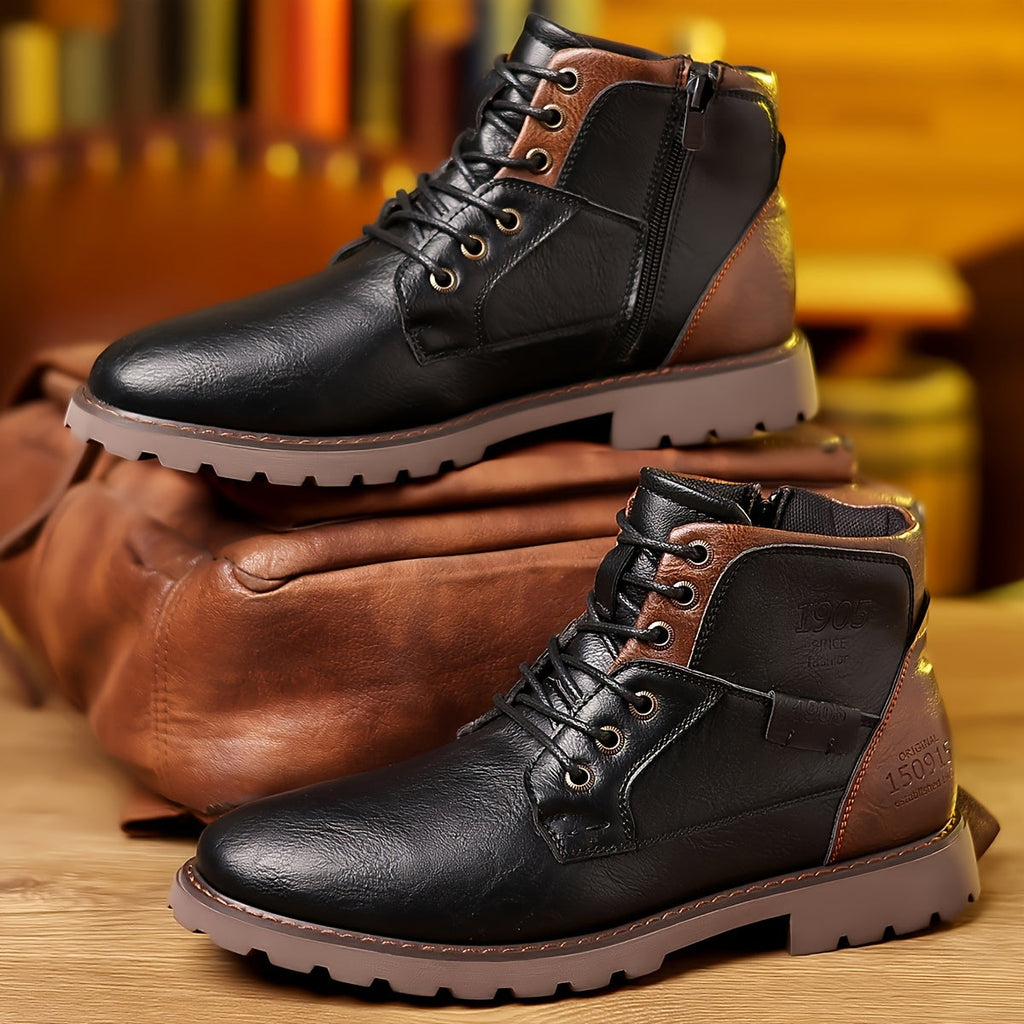 Elijah | Polished Lace-Up Side Zip Mens Boots