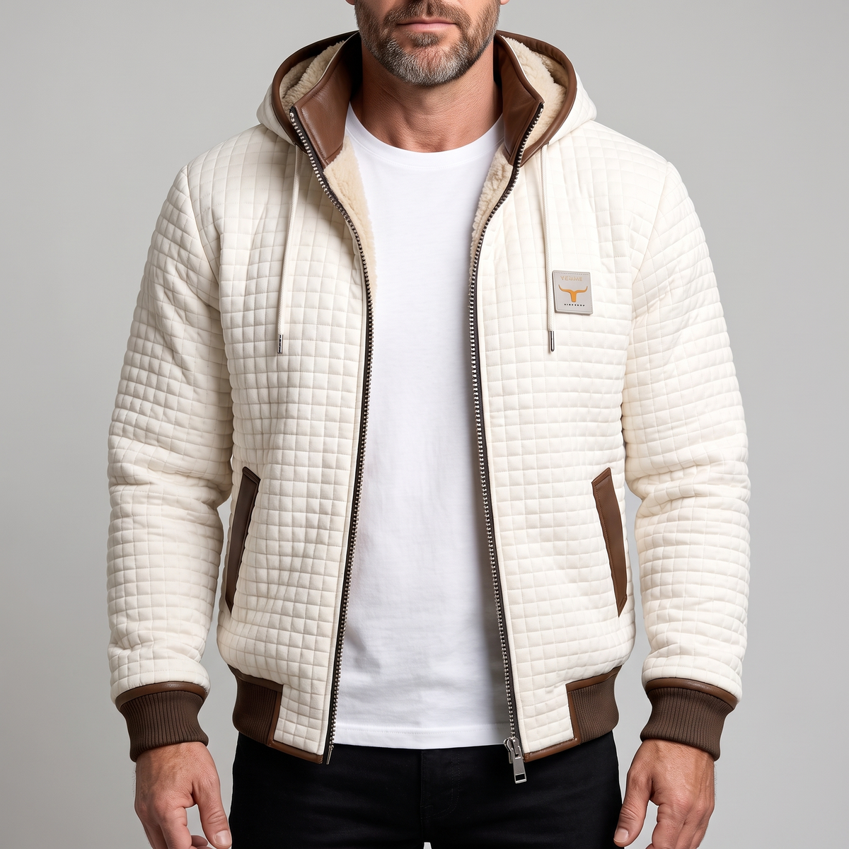 Elijah | Quilted Full-Zip Hooded Mens Fleece Jacket
