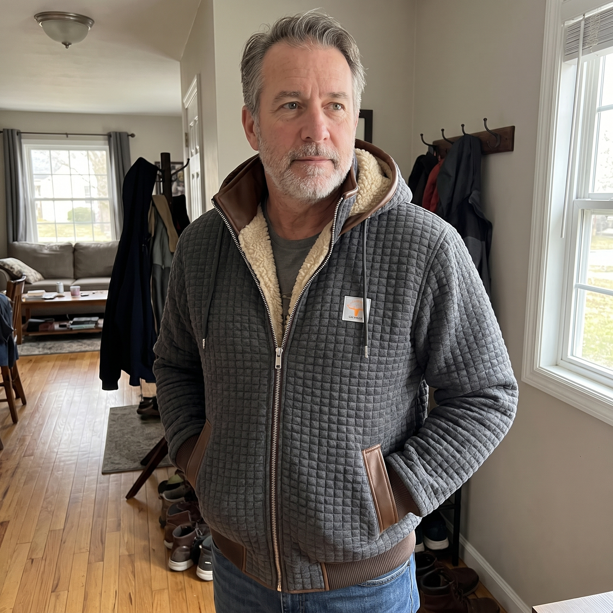 Elijah | Quilted Full-Zip Hooded Mens Fleece Jacket